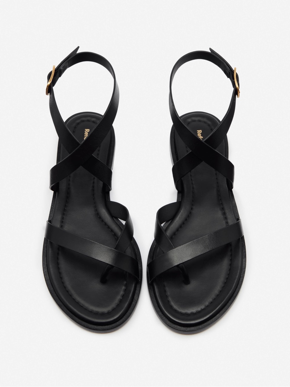 Reformation Black Strappy Leather Sandals